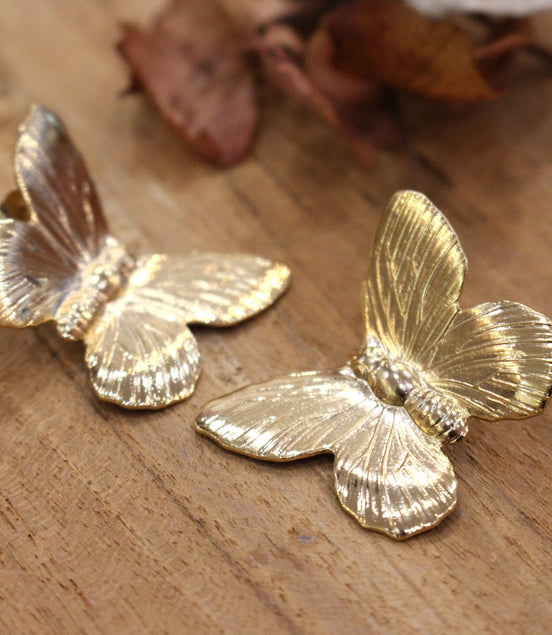 boucles d'oreilles puces papillons dorés