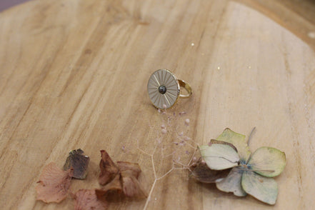 bague solaire plaqué or pyrite