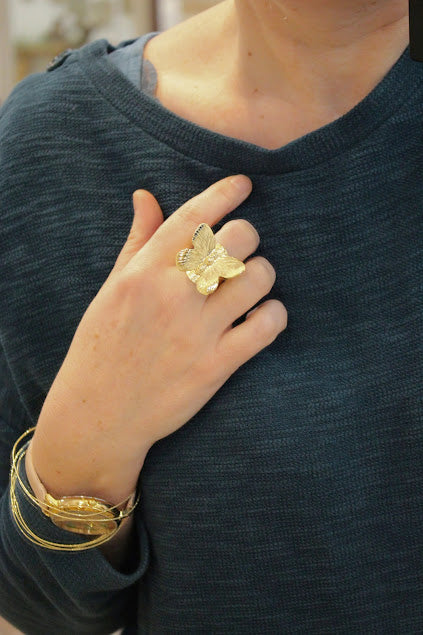 Bague doré papillon