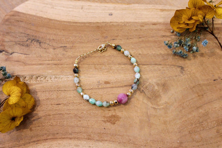 Idée cadeau bijou doré femme bracelet chrysoprase