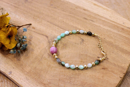 Idée cadeau bijou femme bracelet doré chrysoprase