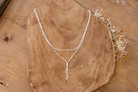 Idée cadeau bijou femme collier argenté double rang