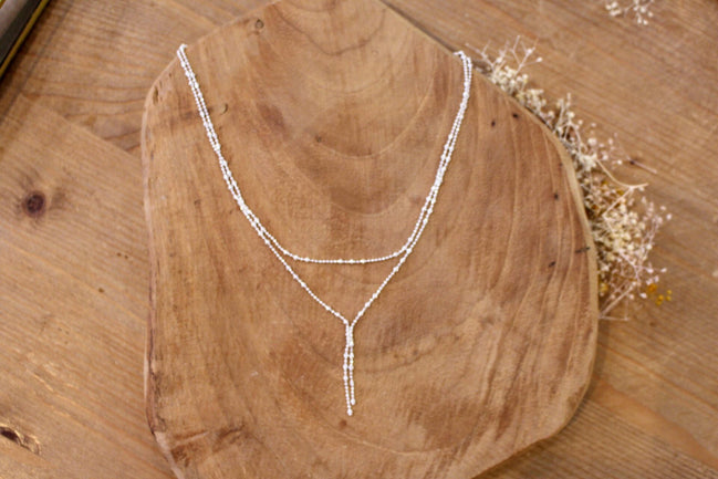 Idée cadeau bijou femme collier argenté double rang