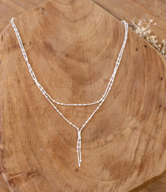 Idée cadeau bijou femme collier argenté double rang
