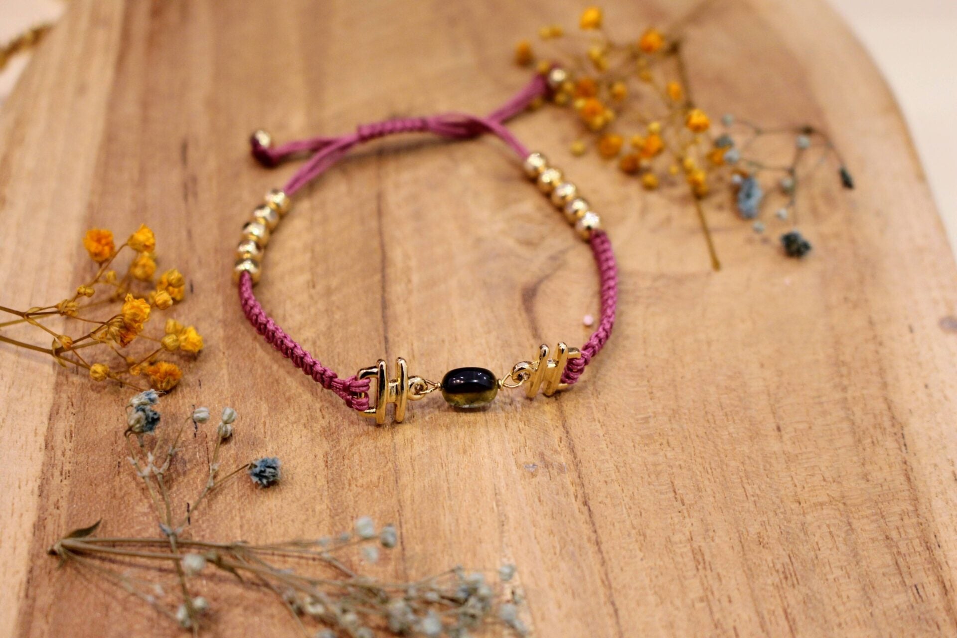bracelet réglable pierre naturelle tourmaline multicolore