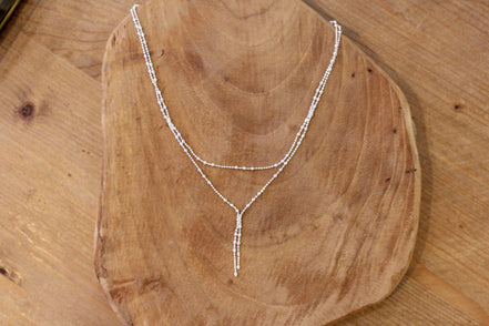 Idée cadeau collier double rang argenté femme