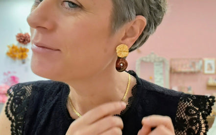 Boucles d'oreilles EDEN doré rouge