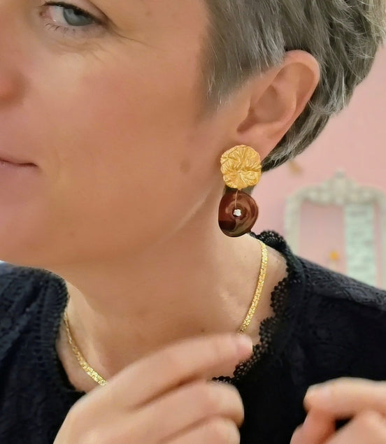 Boucles d'oreilles EDEN doré rouge