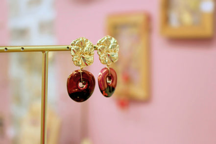 Boucles d'oreilles EDEN doré rouge