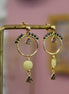 Idée cadeau Longues boucles d'oreilles dorées pyrite quartz fumé