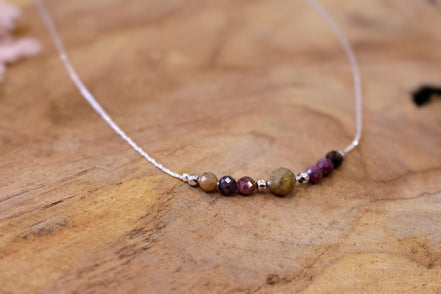 Collier  POÉTIQUE argenté / saphirs