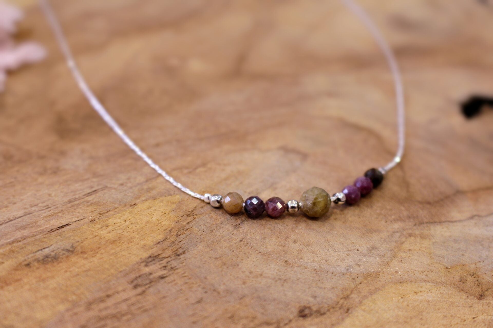 Collier  POÉTIQUE argenté / saphirs