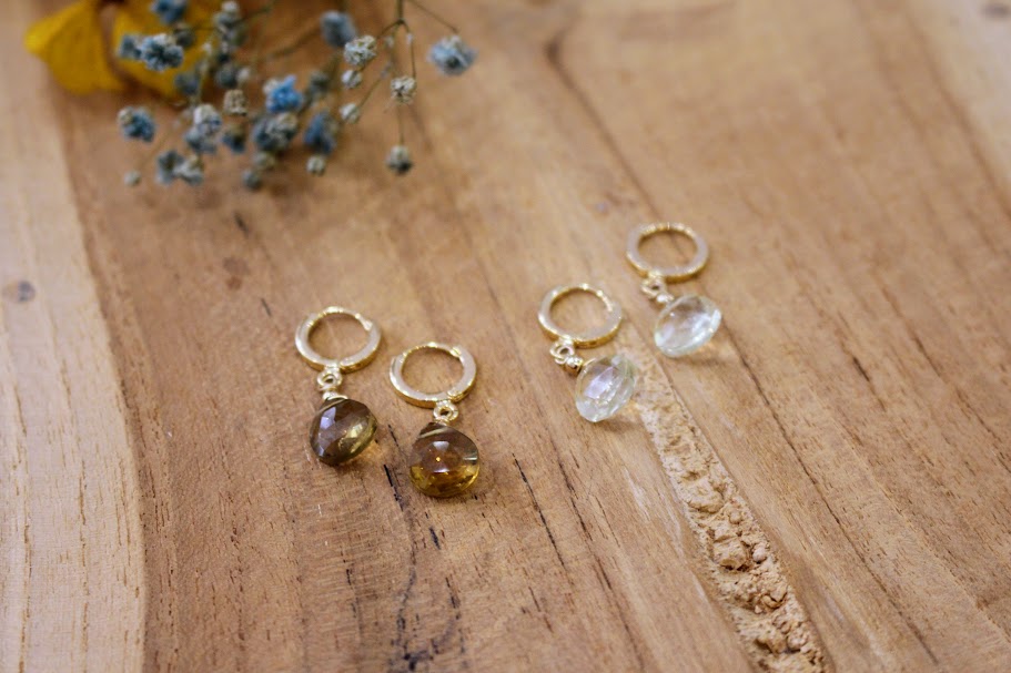 Boucles d'oreilles MADAME quartz lemon