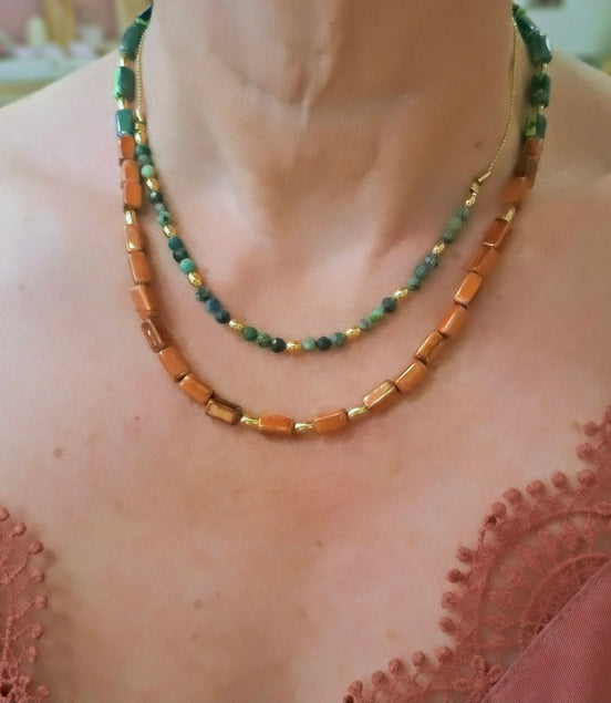 Collier ORIGINE HELLENIQUE doré terre fauve