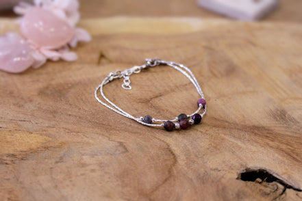 Bracelet 2 rangs POÉTIQUE argenté / saphirs multi
