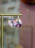 bijou artisanal créoles argenté et disque amovible en céramique émaillé rose