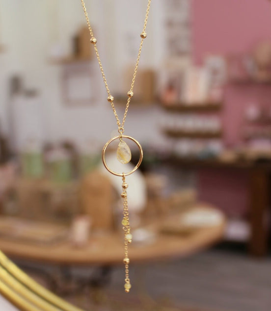 bijou automne collier long doré