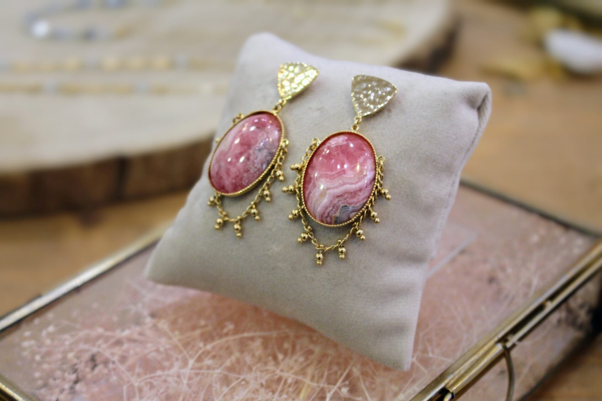 Boucles d'oreilles UNI.E.S rhodochrosite