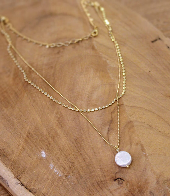 bijou fantaisie haut de gamme collier mariée doré et perle d'eau douce nacre