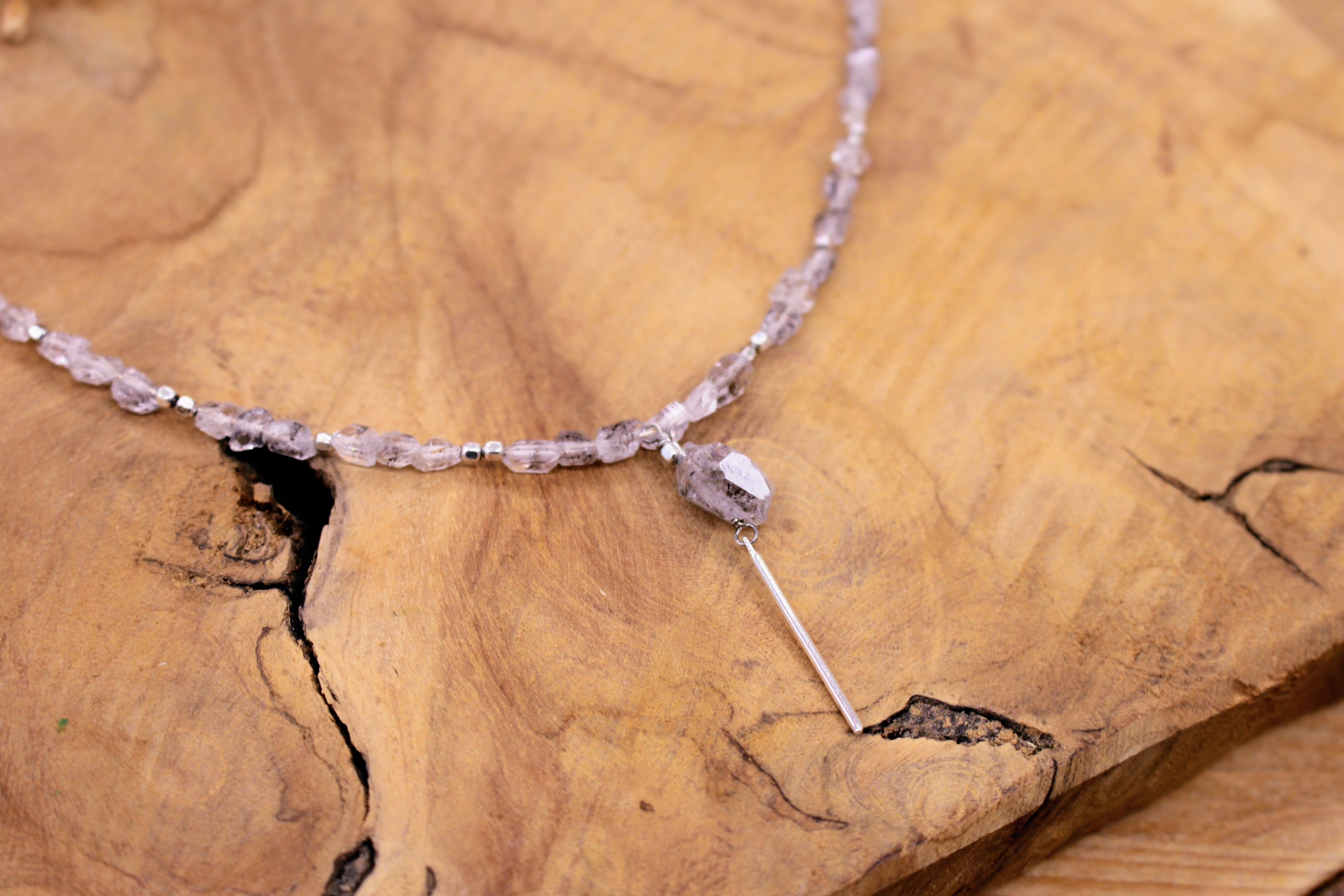 Collier NOCTIS argenté et quartz herkimer