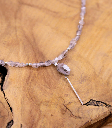 Collier NOCTIS argenté et quartz herkimer