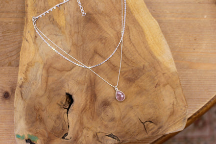 Collier double rang INSPIRATION argenté quartz fraise
