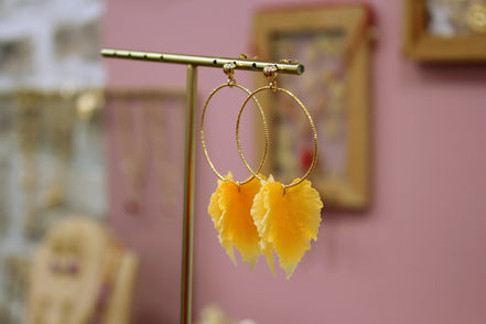 Boucles d'oreilles FEUILLES D'ORÉE jaune