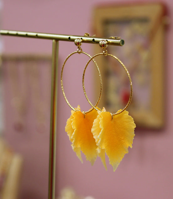 Boucles d'oreilles FEUILLES D'ORÉE jaune