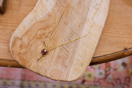 Collier INFINI doré - quartz fraise