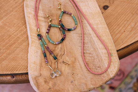 collier sautoir PLAKA tourmaline et aventurine