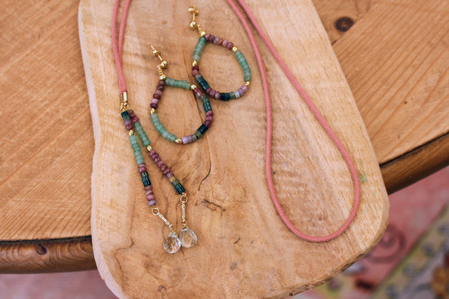 collier sautoir PLAKA tourmaline et aventurine