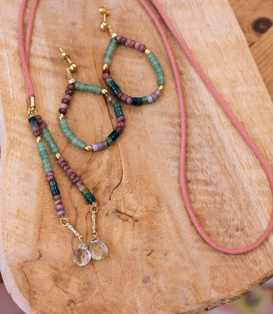 collier sautoir PLAKA tourmaline et aventurine