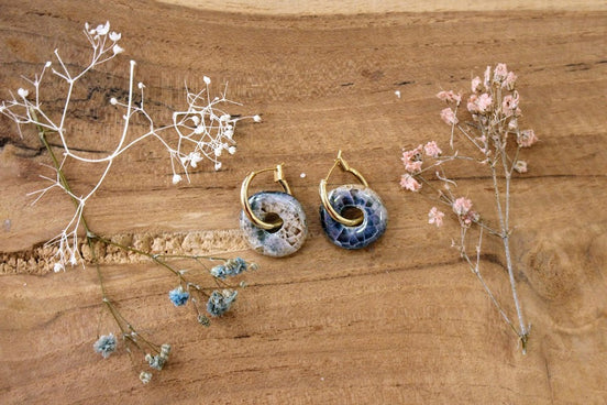 boucles d'oreilles créoles dorées céramique