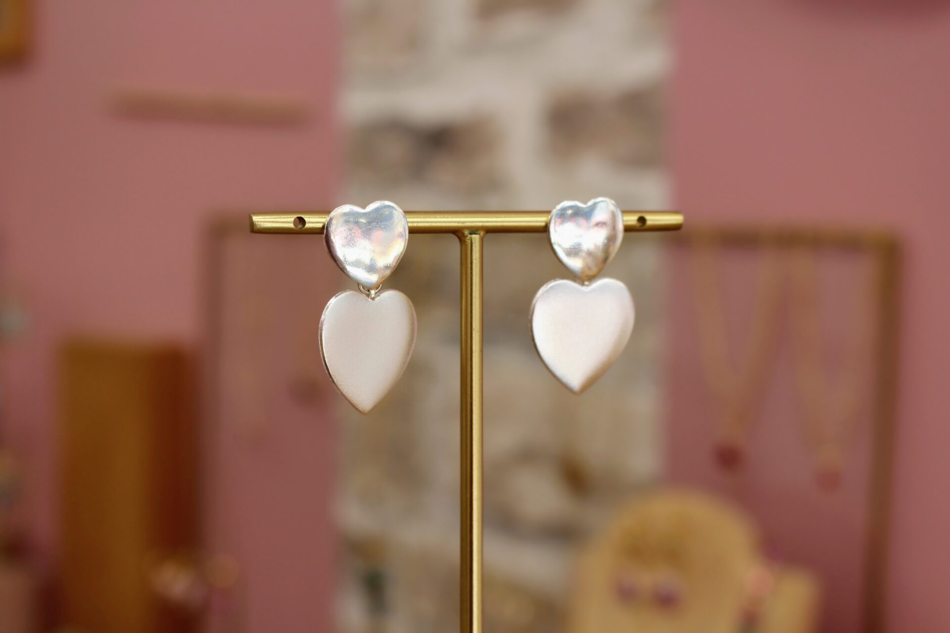 boucles d'oreilles coeur argenté bijou de mode idée cadeau femme