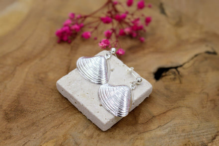 boucles d'oreilles coquillages palourde argenté