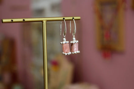 Boucles d'oreilles MAGIC argenté / opale rose