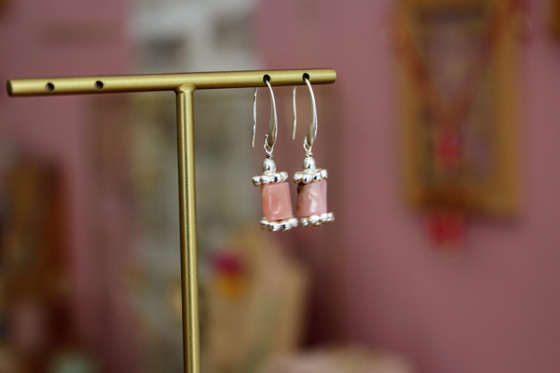 Boucles d'oreilles MAGIC argenté / opale rose