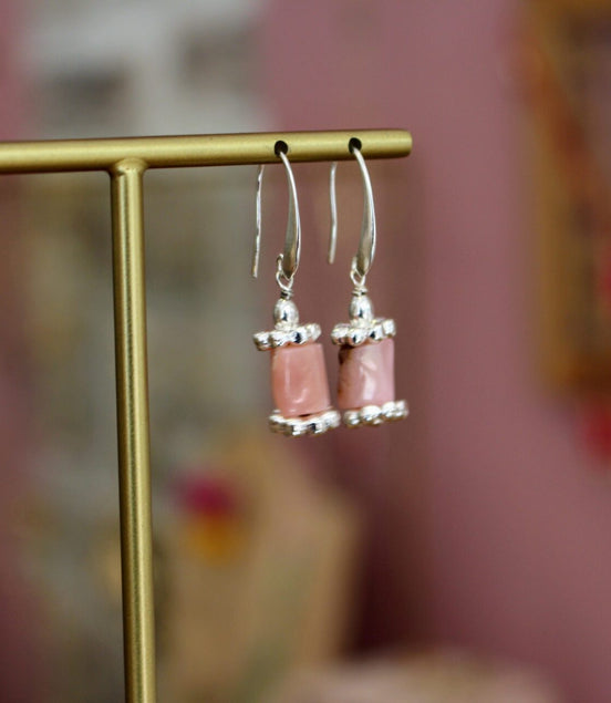 Boucles d'oreilles MAGIC argenté / opale rose