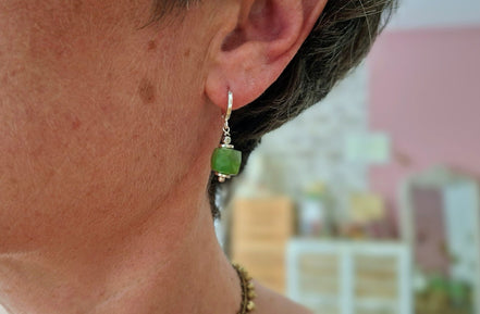 Boucles d'oreilles SENSIBLE argenté chrysoprase