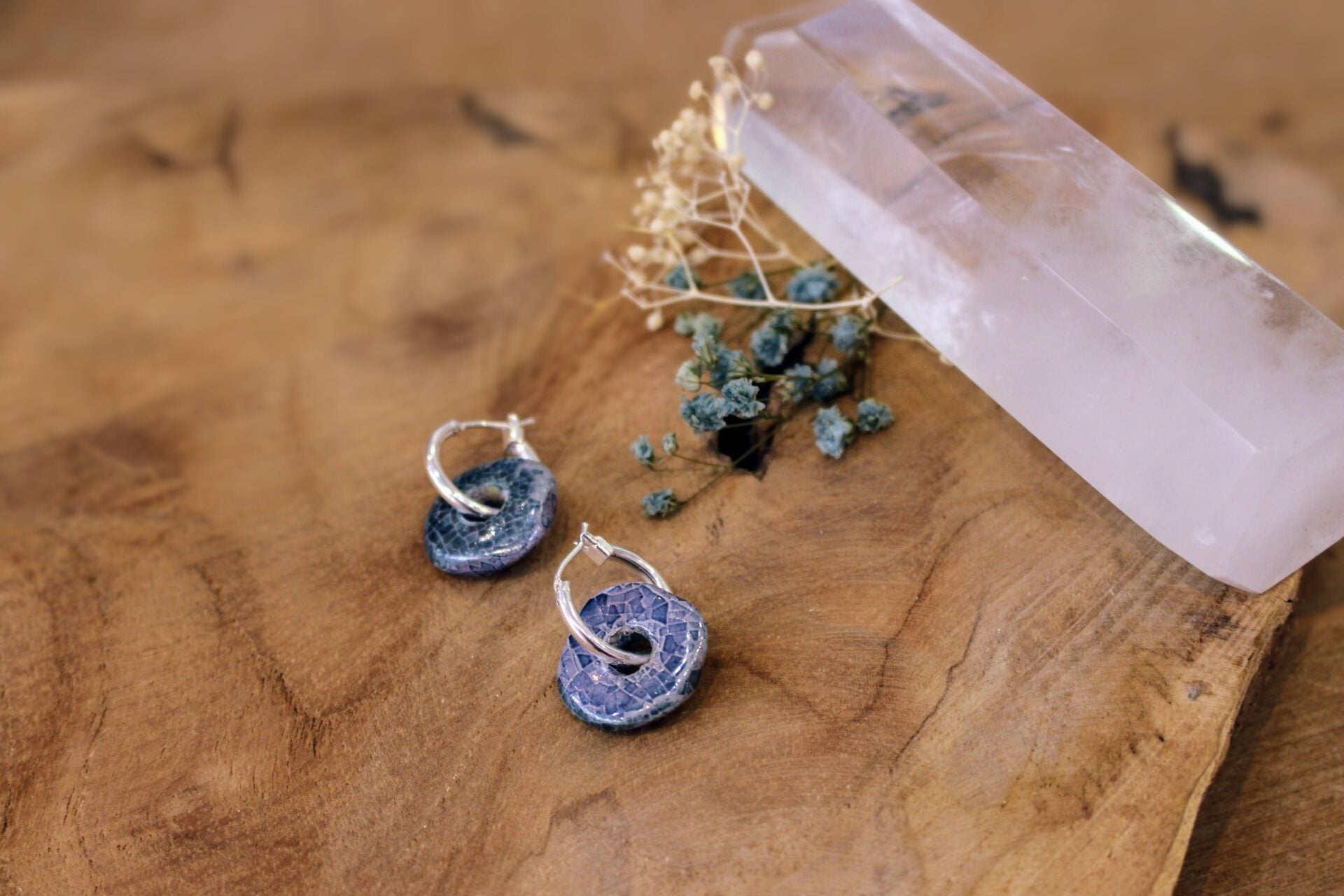 Boucles d'oreilles SHIFT ORIGINELLE argenté bleu cobalt