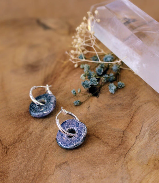 Boucles d'oreilles SHIFT ORIGINELLE argenté bleu cobalt