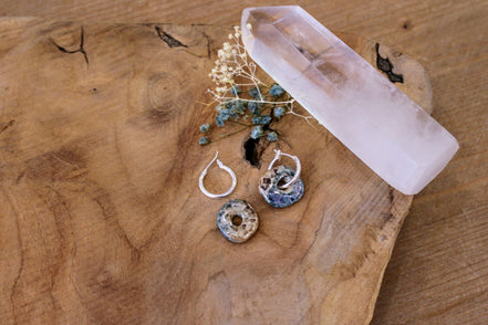 Boucles d'oreilles SHIFT ORIGINELLE argenté bleu/ beige