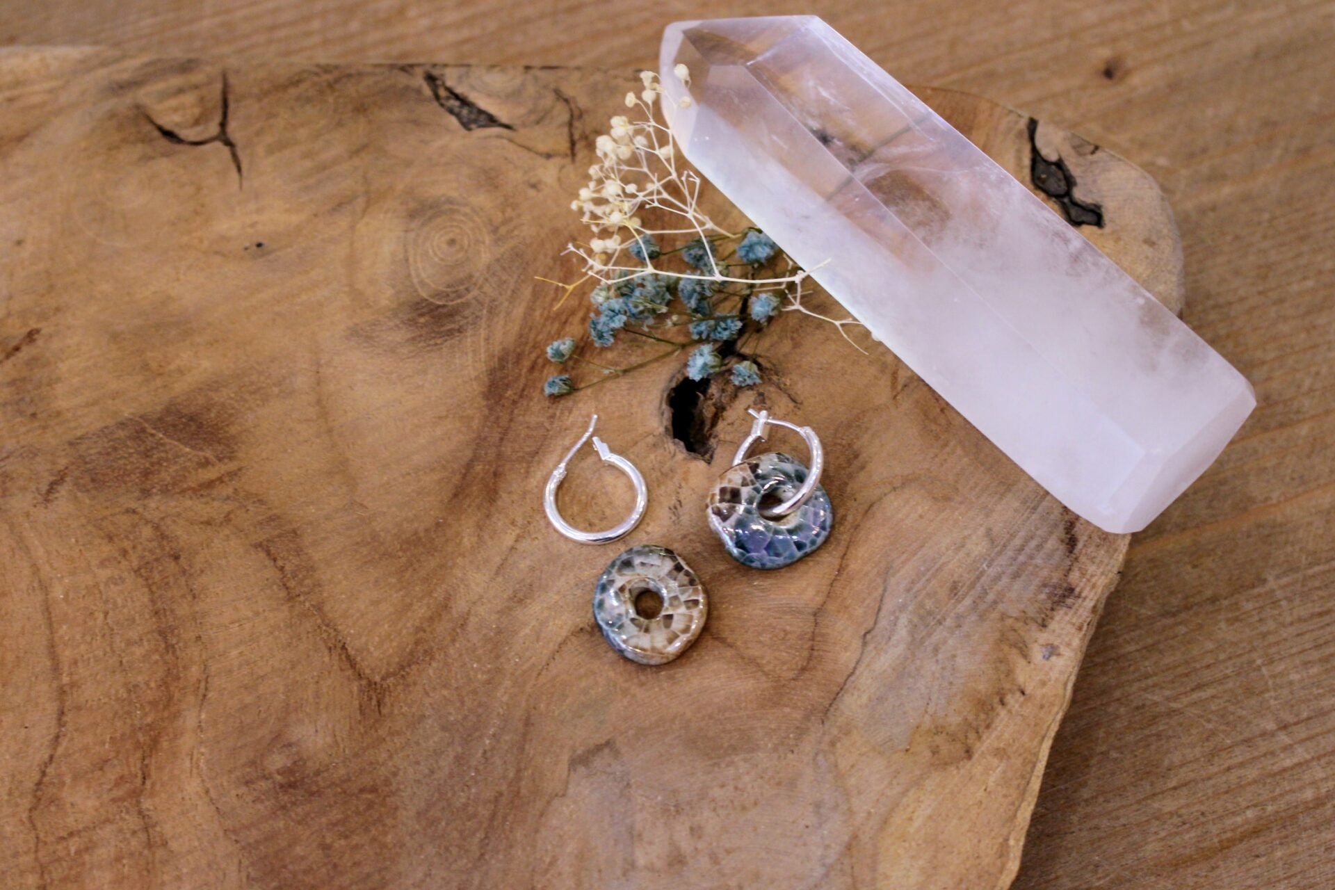 Boucles d'oreilles SHIFT ORIGINELLE argenté bleu/ beige
