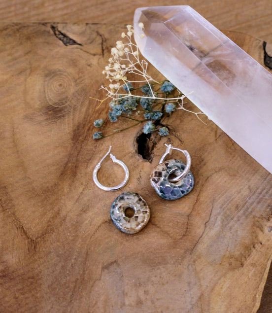 Boucles d'oreilles SHIFT ORIGINELLE argenté bleu/ beige
