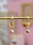 boucles d'oreilles doré coeur citrine