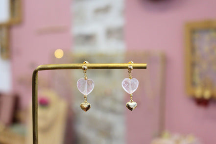 Boucles d'oreilles INFINI quartz rose