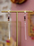 boucles d'oreilles longues argenté saphirs multicolores