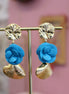 boucles d'oreilles longues bijou haute fantaisie fleurs et coquillages