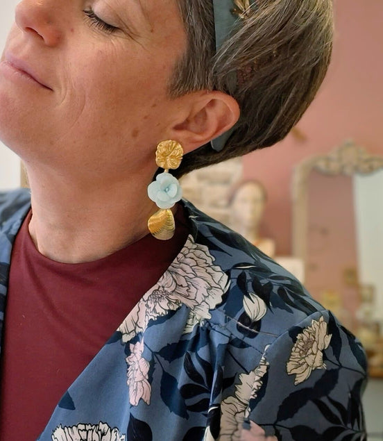 Boucles d'oreilles ENTRE TERRE et MER bleu pastel