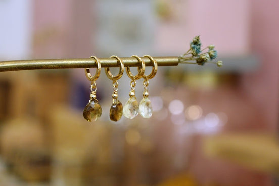 petites boucles d'oreilles madame quartz lemon